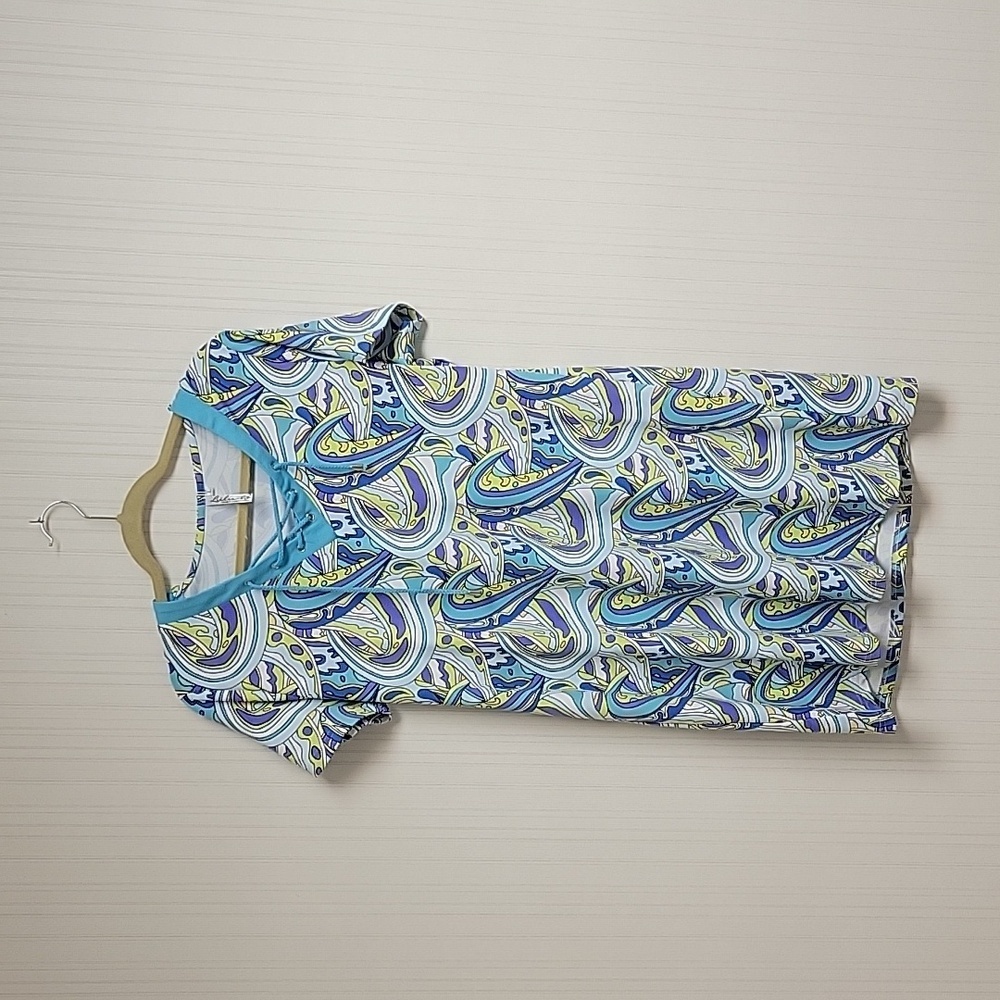 Lulu B, women's short sleeve colorful lace up dress sz large